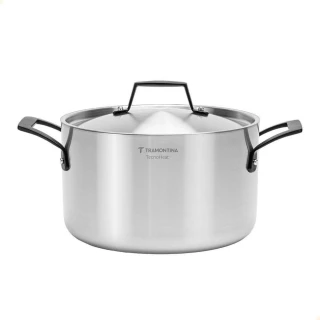 Caçarola Grano Black Funda Aço Inox Corpo Triplo 20CM 3,8L Alças Pretas Tramontina