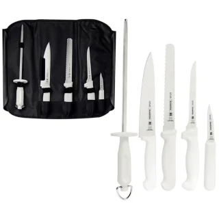 Conjunto de Facas Profissional Aço Inoxidável 6 Peças com Estojo Branco Tramontina Conjunto de Facas Profissional Aço Inoxidável 6 Peças com Estojo Branco Tramontina