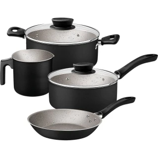 Conjunto de Panelas 4 Peças Linz Alumínio Antiaderente Starflon Max Preto Tramontina