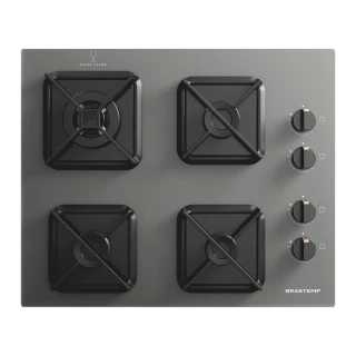 Cooktop a Gás Brastemp BDS62AS 4 Bocas Ferro Fundido Cinza Bivolt Cooktop a Gás Brastemp BDS62AS 4 Bocas Ferro Fundido Cinza Bivolt