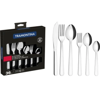Faqueiro Malibu 36 Peças 23799-021 em Aço Inox para Jantar Serviço 6 Pessoas Tramontina
