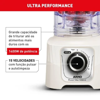 Liquidificador Arno Power Max Comfort Marfim LN64 3,1 litros 1400W (2720017941)