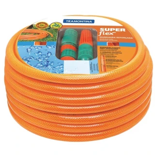 Mangueira Super Flex 1-2 30M com Engates Rápidos PVC Poliéster Laranja Tramontina