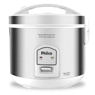 Panela de Arroz Elétrica Philco PH10B Inox Branco 10 Xícaras 220V