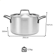 Caçarola Grano Black Funda Aço Inox Corpo Triplo 20CM 3,8L Alças Pretas Tramontina