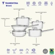Jogo de Panelas Brava Aço Inox Fundo Triplo com Tampa Plana 5 Peças Prata Tramontina