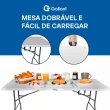 Mesa Dobrável Gallant Vira Maleta Portátil 1,52m Branco com Alça (GMD25A90A-BR)