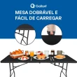 Mesa Dobrável Gallant Vira Maleta Portátil 1,80m Preto com Alça (GMD22A01A-PT)