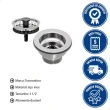 Válvula 94510034 sem Escape em Inox 430 e Polipropileno Vedação Eficiente para Pias e Tanques Inox